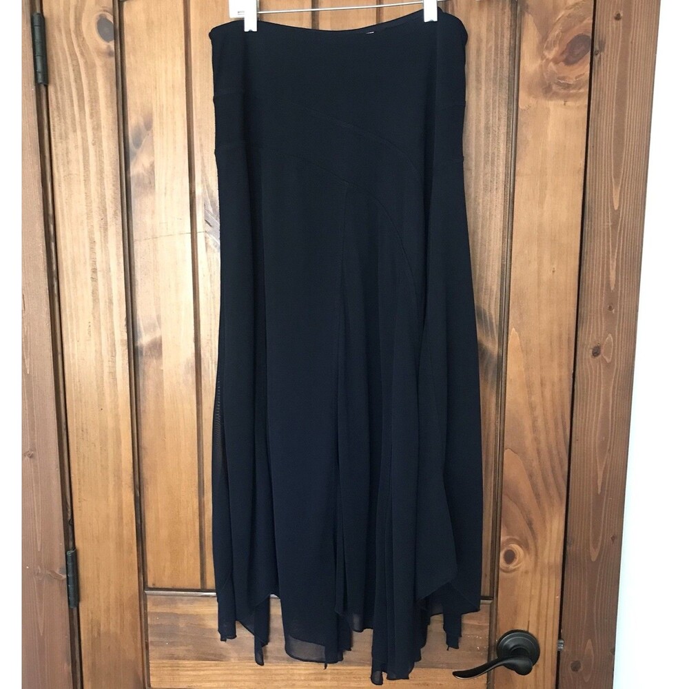 Chico’s Maxi Skirt Navy Blue 1/M Asymmetrical Whimsy Goth Fairygrunge Boho